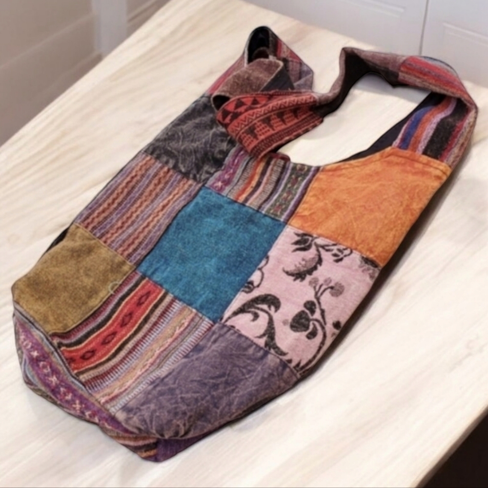 VINTAGE HANDMADE NEPAL Dream Catcher Patchwork Crossbody Bag Purse Shoulder Tote - Picture 6 of 11